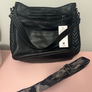 Lug Cable Car in Vegan Leather Black with Camouflage interior and Strap.